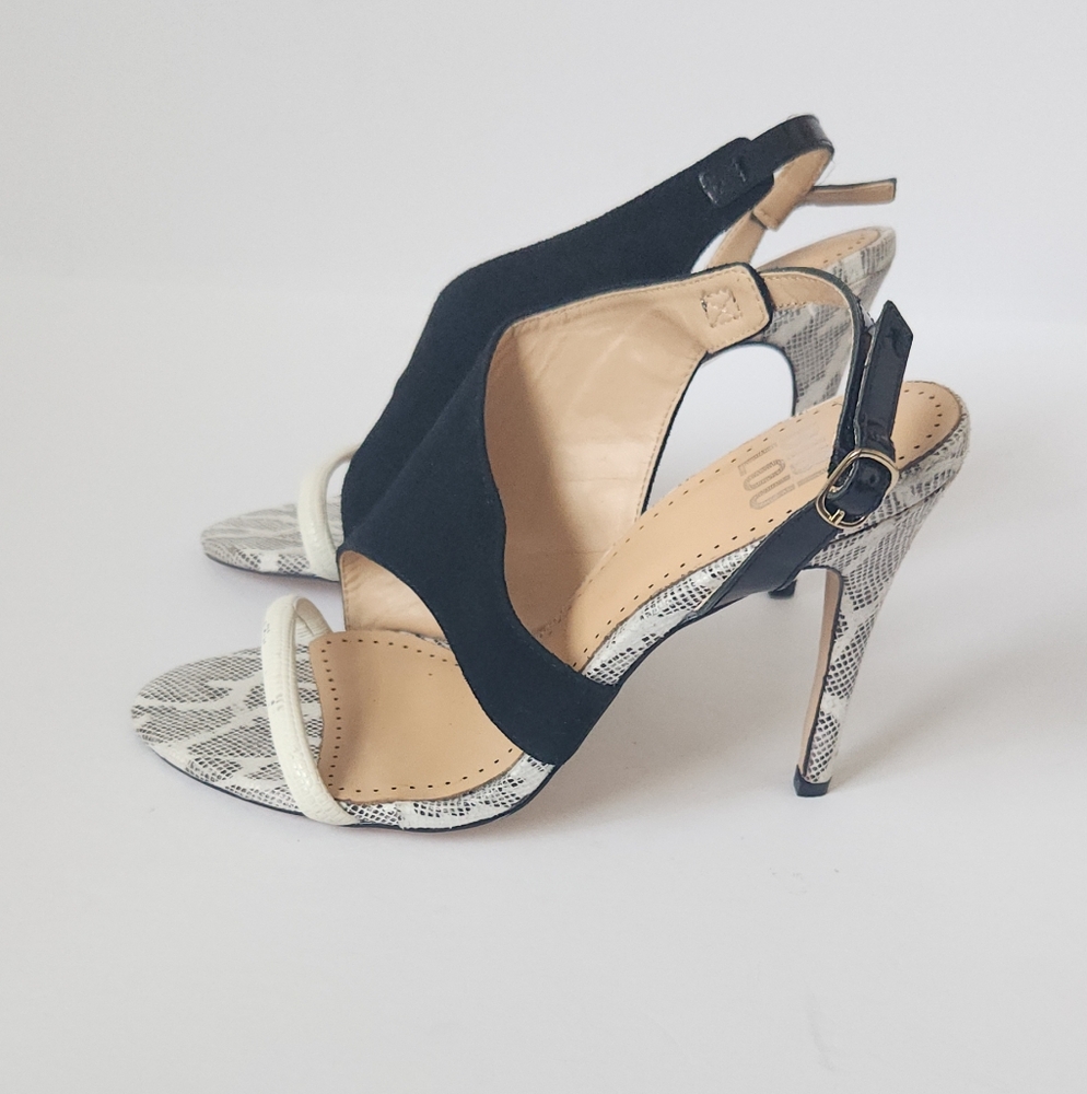 Bibi Lou Suede Leathet Sneak Print Heels - Picture 3 of 11